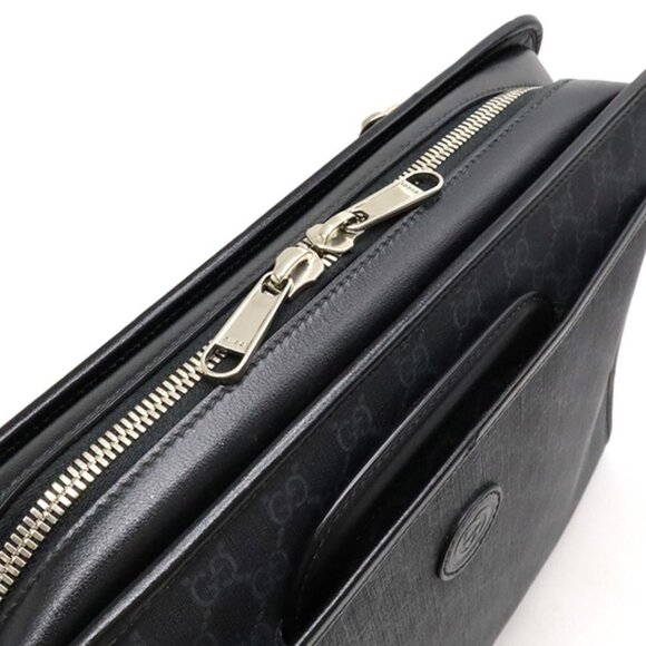 Authentic Gucci GG Supreme Briefcase Monogram Medium Messenger Bag Black Mens - Picture 9 of 12
